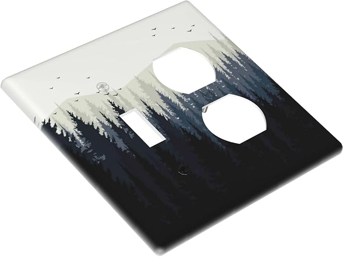 Wallplates Forest Pine Tree Mountains Black Bird 1 Toggle 1 Duplex Switch Plate Electrical Gfci Faceplate Decorative Light Switch Covers For Bed Room Farmhouse Decor