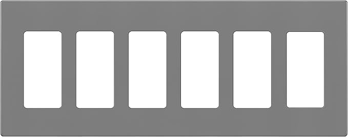 ENERLITES Screwless Decorator Wall Plate Child Safe Outlet Covers, Size 6-Gang 4.68" H x 12.00” L, Unbreakable Polycarbonate Thermoplastic, SI8836-GY, Glossy, Gray