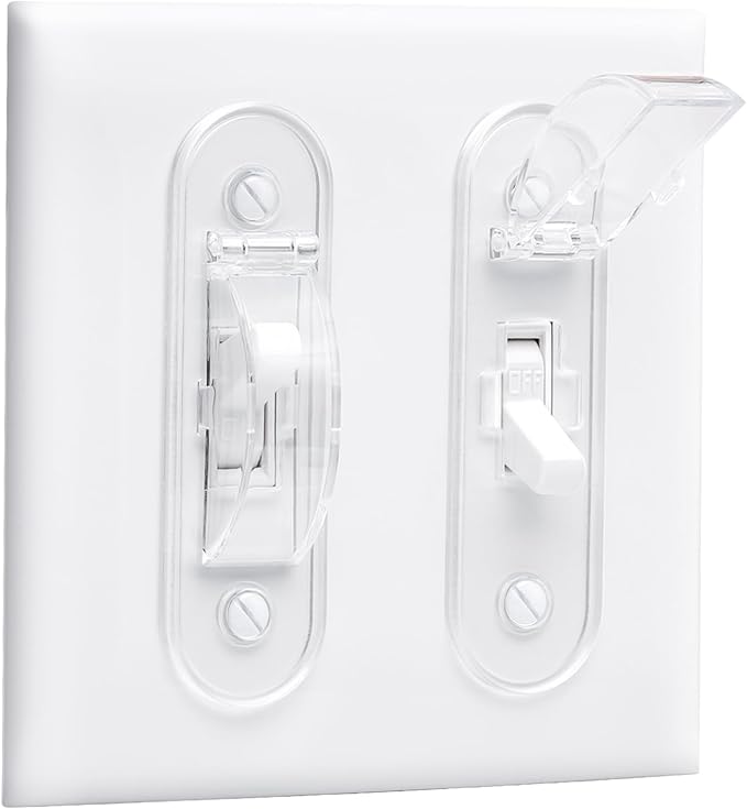 Wall Switch Guard, Childproof Light Switch Cover Guard | Toggle Style | Light Switch Protection | Lock Toggle Switch in On or Off Position | 1 Pack, Clear