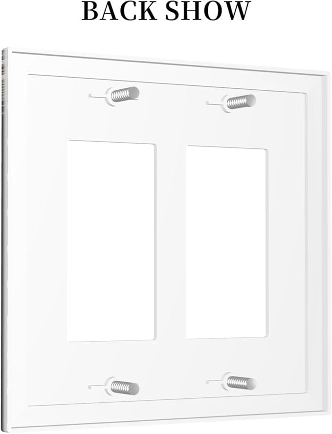 White Cat Tarot Moon Phases Moth Celestial Gothic Decorative Outlet Covers 2 Gang Double GFCI Rocker Electrical Wall Panels Light Switch Cover Plate for Kids Room Bedroom Decor