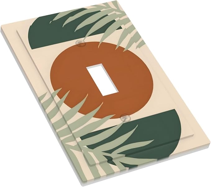 Outlet Covers Vintage Boho Sun Leaf 1 Gang Duplex Light Switch Cover Plate Decorative Wall Plates Electrical Switchplate Receptacle for Bathroom Bedroom Decor（2 Pack）