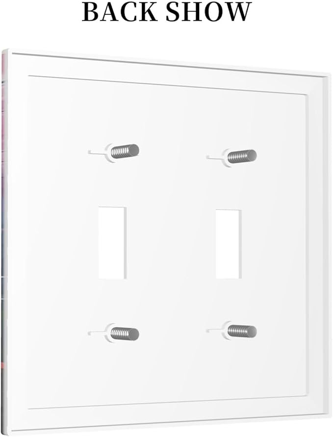 Colorful Forest Snow Mountain River Oil Painting Style Decorative Switch Plates 2 Gang Double Toggle Outlet Light Switch Cover Wall Plate Electrical Faceplate for Bedroom Living Room Decor