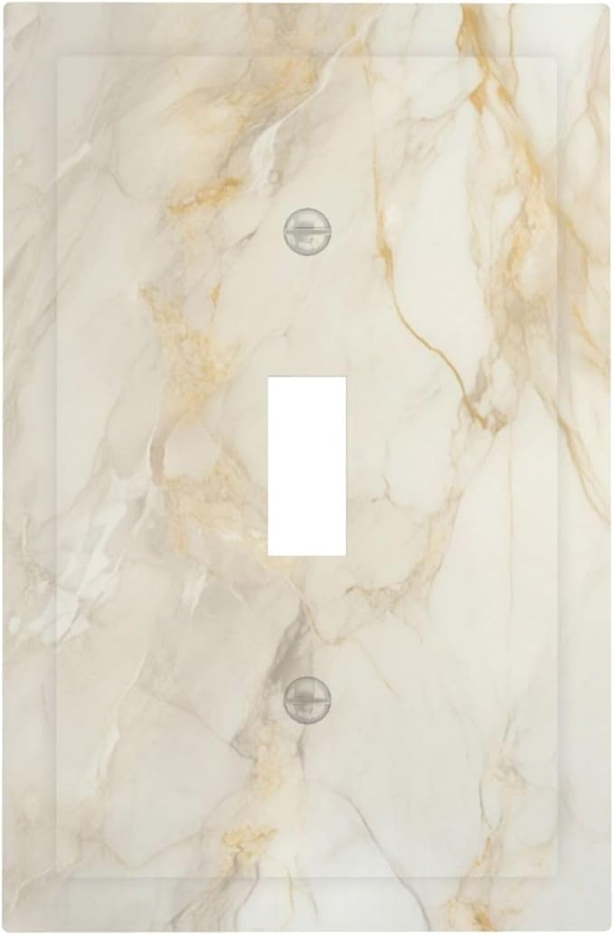 Light Switch Cover Plate Beige Gold Marble Abstraction Morden Art 1 Gang Single Toggle Decorative Switch Plates Wall Plates Electrical Faceplate Socket Covers for Kitchen Bathroom Decor