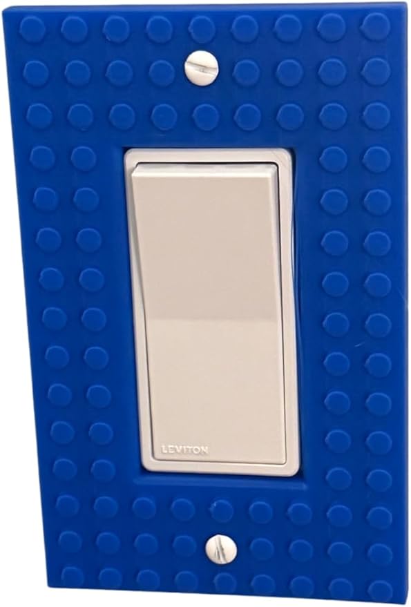 Brick Wall Plate, Rocker Toggle Light Switch Cover for Kids Bedroom, Game Room, 1-Gang (Blue)
