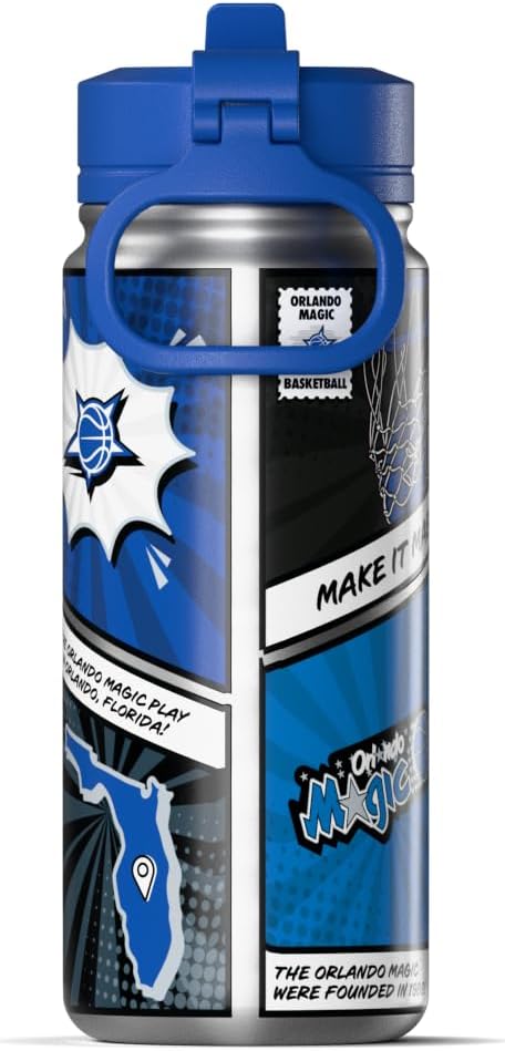 Hydrapeak x NBA Orlando Magic 20 oz Stainless Steel Water Bottle, Officially Licensed Double Wall Insulated Sports Bottle with Straw Lid, Reusable Leakproof Gift for Kids & Adults