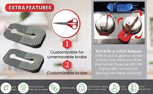 2025-26 Mom's Choice Winner- Gas Stove Knob Locks - Black Silicone Stove Knob Safety Covers for Toddlers, Pets - Child Proof Universal Size Knobs - Baby Proofing Protectors for Electric Stoves- 5Pcs
