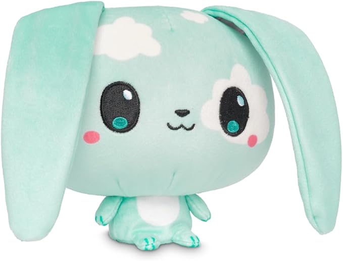 TeeTurtle Cloudheads Nimbus the Cloud Bunny Plush - 5-Inch Rabbit Stuffed Animal with Embroidered Details - Soft Cuddly Plush Toys for Kids, Teens, and Adults