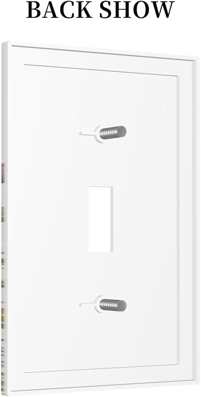 Beige Wild Flower Floral Blossom Single Toggle Light Switch Plate Outlet Cover Decorative One Device Wall Plate 1-Gang Electrical Switch Faceplate
