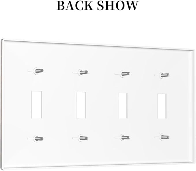 Decorative Light Switch Cover Plate Retro Brown Wood Barndoor 4 Gang Wall Plates for Electrical Quad Toggle Switch Plate Covers Outlet Covers Faceplate for Farmhouse Home Decor