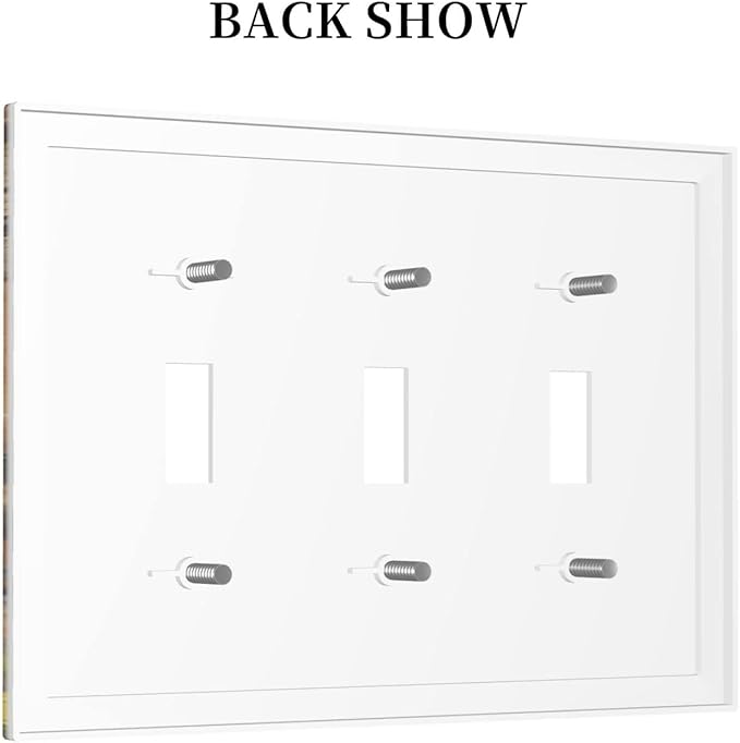 Decorative Switch Plate Covers Farm Cow Farmhouse Barn Door Rustic Vintage Wooden 3 Gang Light Switch Cover Country Wildlife Funny Triple Toggle Wall Plate Electrical Faceplate