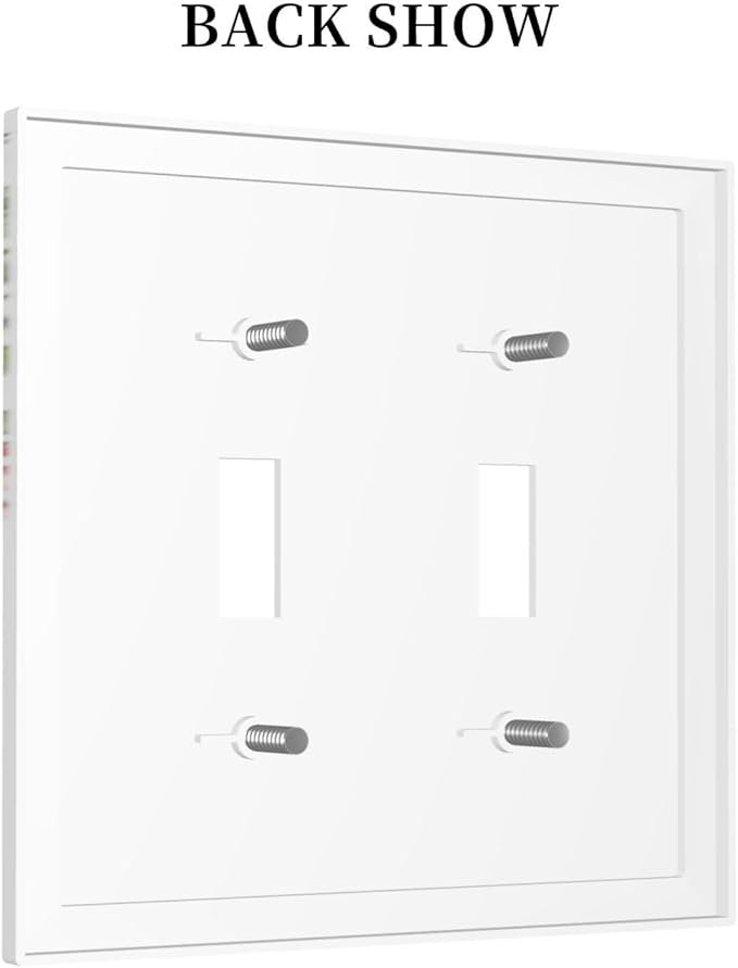 Decorative Switch Plates Green Eucalyptus Leaves Floral Wildflower 2 Gang Double Toggle Outlet Light Switch Cover Wall Plate Electrical Faceplate For Bed Room Living Room Decor