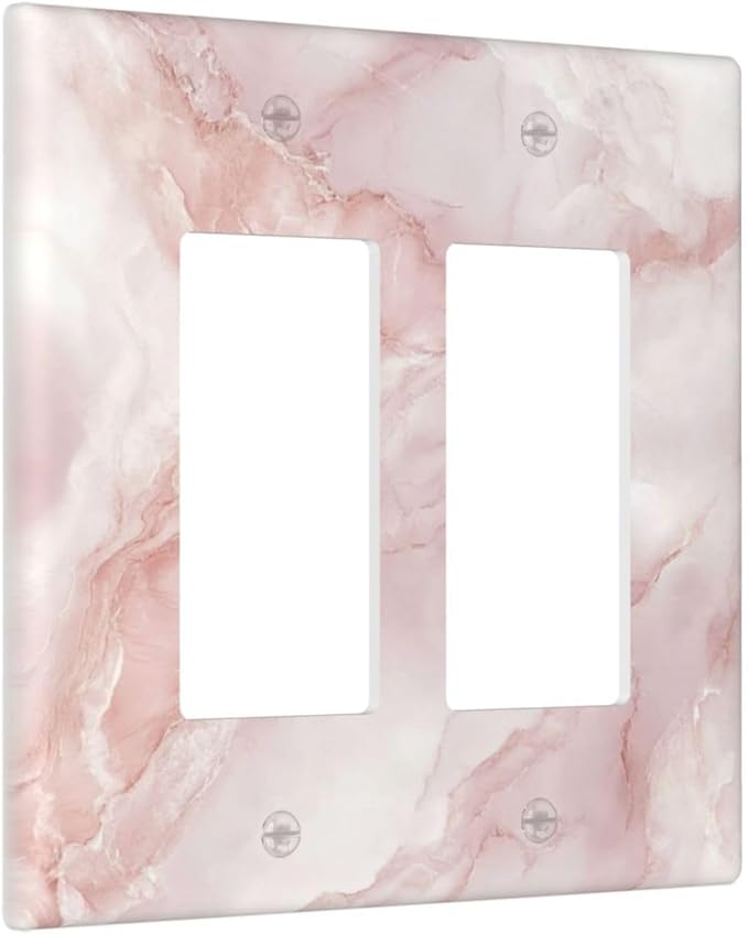 Outlet Covers Pinkish-White Marble Abstract Luxury Elegant 2 Gang Double Rocker Light Switch Cover Plate Decorative Wall Plate GFCI Socket Cover Electrical Switch Plate Covers for Bathroom Home