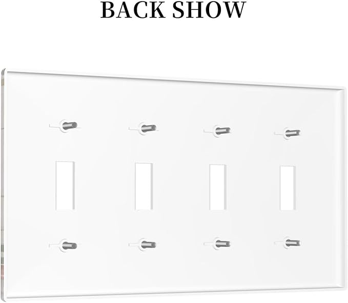 Boho Mushroom Forest Plants Wildflowers Insects Light Switch Covers Quad Toggle Electrical Faceplate 4 Gang Wall Plate Decorative Switch Plates for Kids Room Home Decor