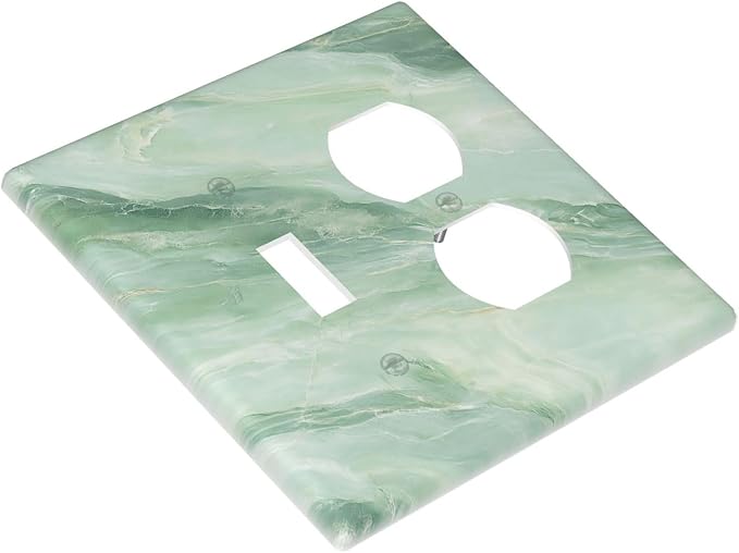 Outlet Covers Green Marble Pattern 1 Toggle 1 Duplex Switch Plate Covers Electrical Light Switch Cover Plate Decorative Wall Plate Socket Cover for Home Bedroom Decor