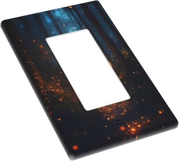 Decorative Art Light Switch Covers Enchanted Glowing Forest 1 Gang Rocker Wall Plate Switchplate Electrical Faceplate for Home Decor
