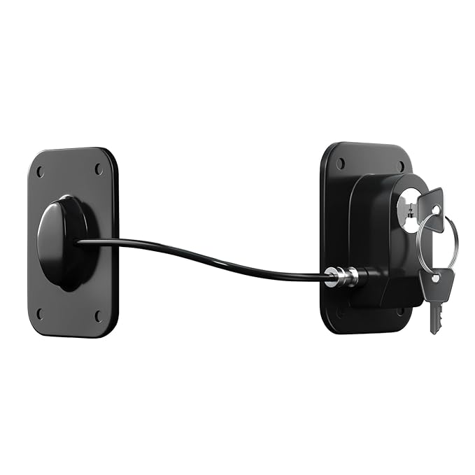 RORMGO Refrigerator Lock 2 Packs, Fridge Lock with Silicone Wire Protection Fridge Locks for Kids Easy to Use and Install Cabinet Locks with Key, Black