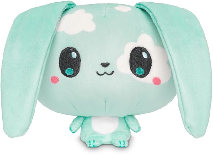 TeeTurtle Cloudheads Nimbus the Cloud Bunny Plush - 5-Inch Rabbit Stuffed Animal with Embroidered Details - Soft Cuddly Plush Toys for Kids, Teens, and Adults