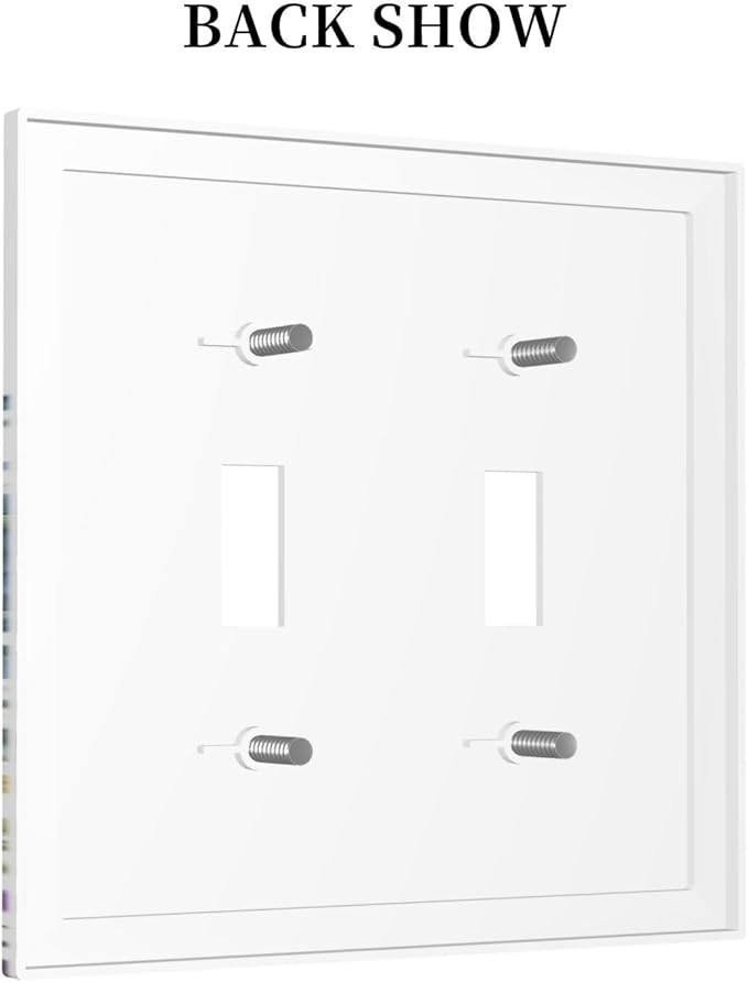 Decorative Light Switch Cover Plate Colorful Wildflowers Plants Flowers on White Background 2 Gang Switch Plate Covers Double Toggle Wall Plates Electrical Faceplate for Bathroom Home Decor