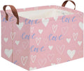 Rectangular Pink Valentine's Day Gift Basket,nursery basket,Pink girls gift baskets,kids toy storage Bin, Love Heart Room Decor for Home,Shelf Baskets(Blue pink heart)