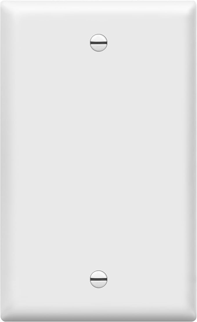 ENERLITES Blank Cover Wall Plate, Gloss Finish, Standard Size 1-Gang 4.50" x 2.76", Polycarbonate Thermoplastic, 8801-W, White
