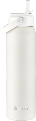 Oldley 32oz Insulated Water Bottle with Straw, Stainless Steel Water Bottle for Sports, Travel, School, BPA-Free Sports Bottles for Adult Kids, Leak-Proof, Beige
