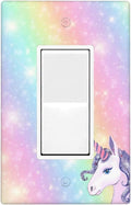 Unicorn Rainbow 1-Gang Rocker Wall Plate, Cute Cartoon Unicorn Switch Plate for Girls Room, Kids Room, Nursery & Bathroom