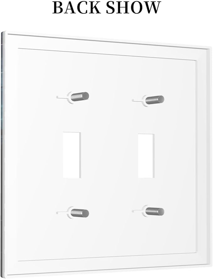 Decorative Switch Plates Blue Starry Sky Forest Painted Star Pine Tree Oil Painting 2 Gang Double Toggle Wall Plate Outlet Light Switch Cover Electrical Faceplate for Bedroom Cabin Decor