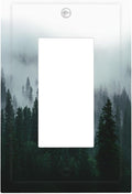 Forest Pine Forest Foggy Mountain Natural Scenery Decorative Outlet Covers 1 Gang Single Rocker Light Switch Cover Plate Wall Plates GFCI Faceplate for Bed Room Living Room Decor