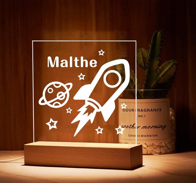 Rocket Night Light, Night Light, Custom Name Night Light, Kids Bedroom, Nursery Night Light, Personalized Night Light, Childs Playroom, Gift for Kids