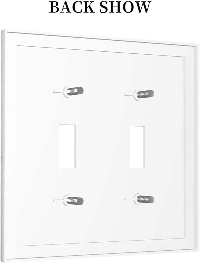Modern Rustic Wood White Oak Print Decorative Switch Plates 2 Gang Double Toggle Outlet Light Switch Cover Wall Plate Electrical Faceplate for Farmhouse Home Decor