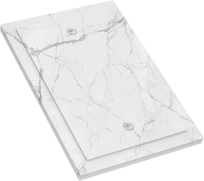 Light Switch Cover Plate White Grey Abstract Modern Marble 1 Gang No Device Blank Electrical Wall Plates Faceplate Decorative Switch Plate for Bathroom Kitchen Decor