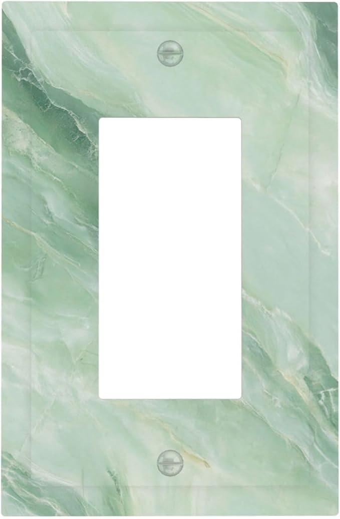 Outlet Covers Green Marble Luxury Abstract 1 Gang Duplex Light Switch Cover Plate Decorative Wall Plates Electrical Switchplate Receptacle for Bathroom Bedroom Decor（2 Pack）