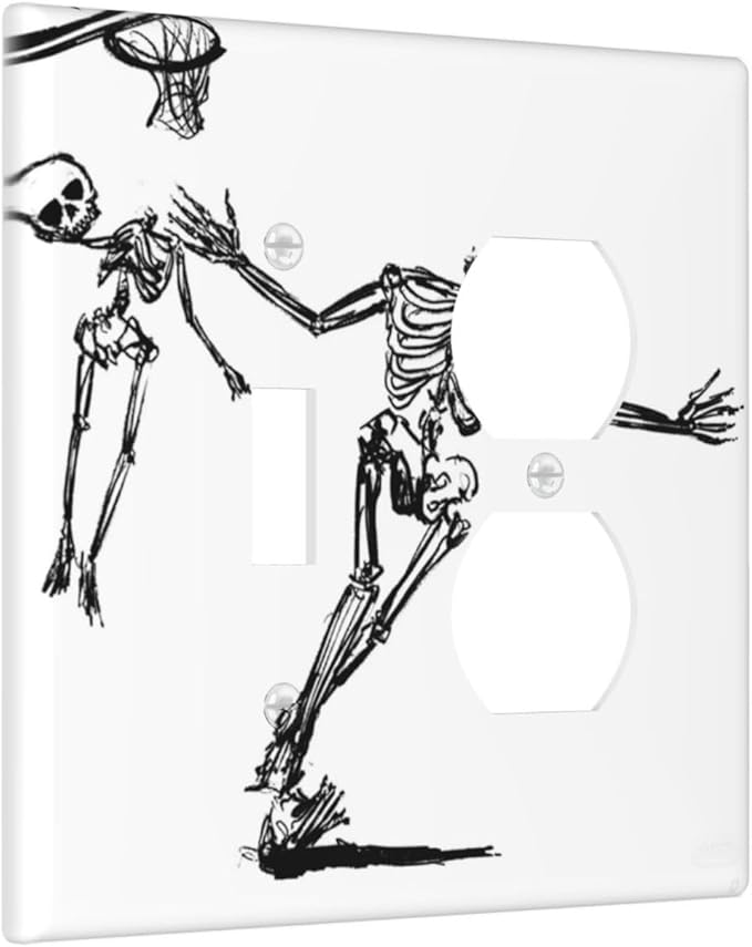 Wallplates Skeleton Basketball Funny Skull Stick Figure 1 Toggle 1 Duplex Switch Plate Electrical Gfci Faceplate Decorative Light Switch Covers For Home Office Decor