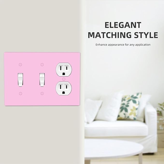 Color Light/Dark Purple 3 Gang 2 Toggle 1 Duplex Combination Light Switch Covers, Decorative Colored Violet Combo Device Triple Toggle/Receptacle Electrical Outlet Switch Face Wall Plate Cover