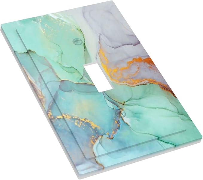 Mint Green Marble Abstract Crystal Pretty Green 1 Gang Light Switch Plate Decorative Single Toggle Wall Plate Cover Electrical Switchplate Faceplate Turquoise Marble Bathroom Bedroom Decorate 5" x 3