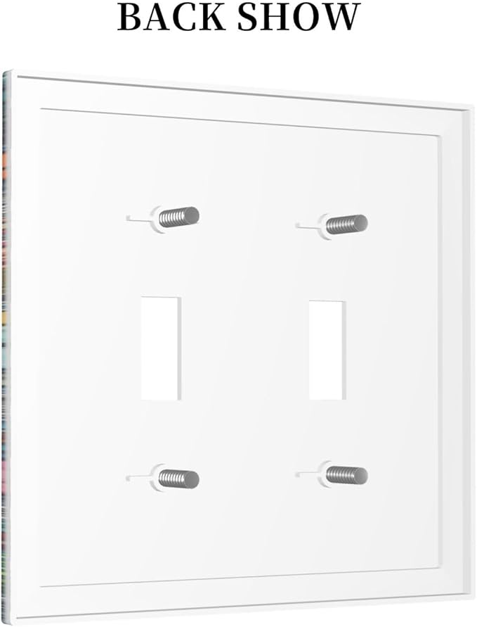 Decorative Switch Plates Colorful Rainbow Pointillisme Flower 2 Gang Double Toggle Outlet Light Switch Cover Wall Plate Electrical Faceplate For Bed Room Home Decor