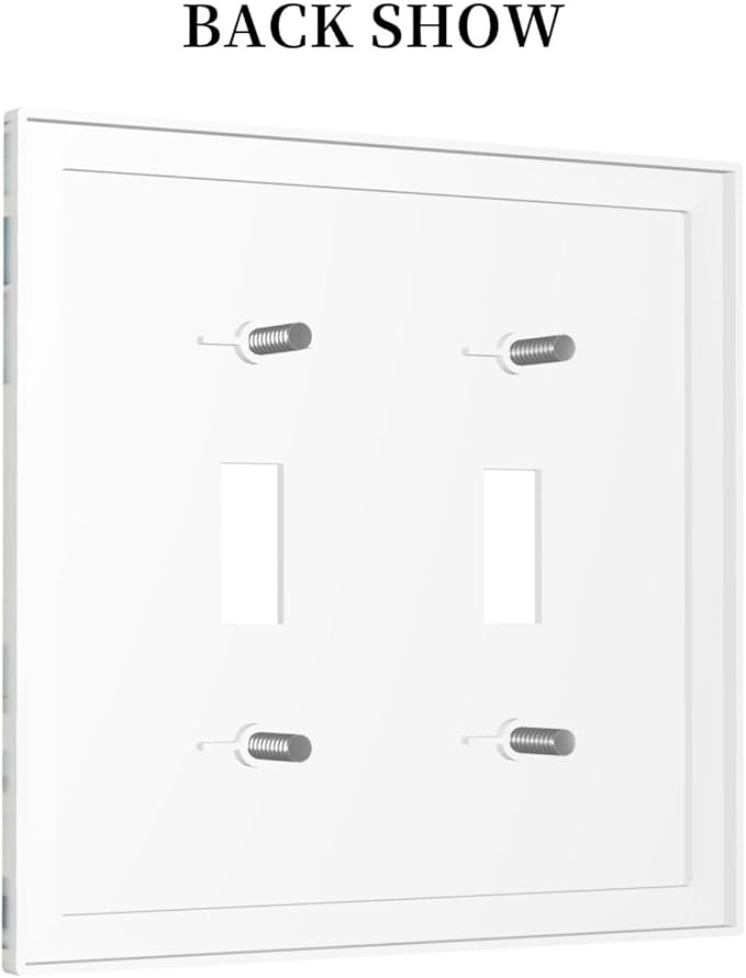 Boho Green White Eucalyptus Leaf Floral Decorative Switch Plates 2 Gang Double Toggle Outlet Light Switch Cover Wall Plate Electrical Faceplate for Farmhouse Living Room Decor