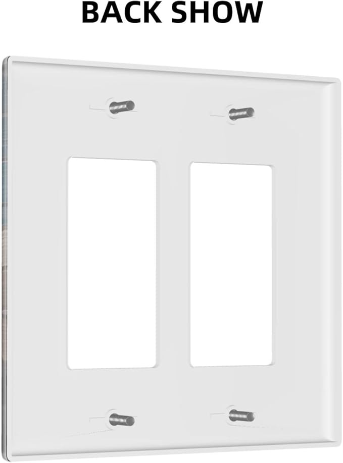 Rustic Geometric Mountain Wilderness Wood Light Switch Plate Cover 2 Gang Double Rocker Wall Plates Electrical Faceplates Decorative GFCI Outlet Covers for Bedroom Bathroom Kitchen Art Decor