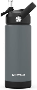 Kids Water Bottle with Straw,18 oz Boys Insulated Cups with Stainless Steel Leak Proof for School Boys Girls,Sport&Travel（Grey）