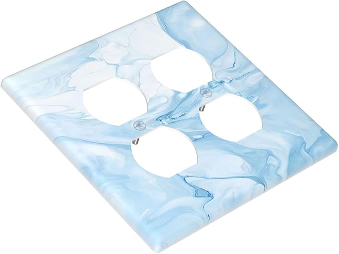 Navy Blue Sea Waves Spilled Ink Marble Simplicity Print Outlet Covers 2 Gang Double Duplex Decorative Light Switch Covers Electrical Wallplates Socket Faceplate for Bathroom Living Room Decor