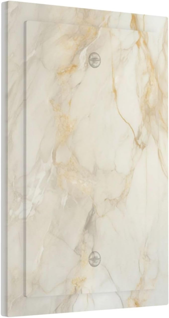 Light Switch Covers Beige Gold Marble Abstraction Morden Art Decorative Switch Plates 1 Gang Blank No Device Outlet Covers Electrical WallPlates for Kitchen Bathroom Decor