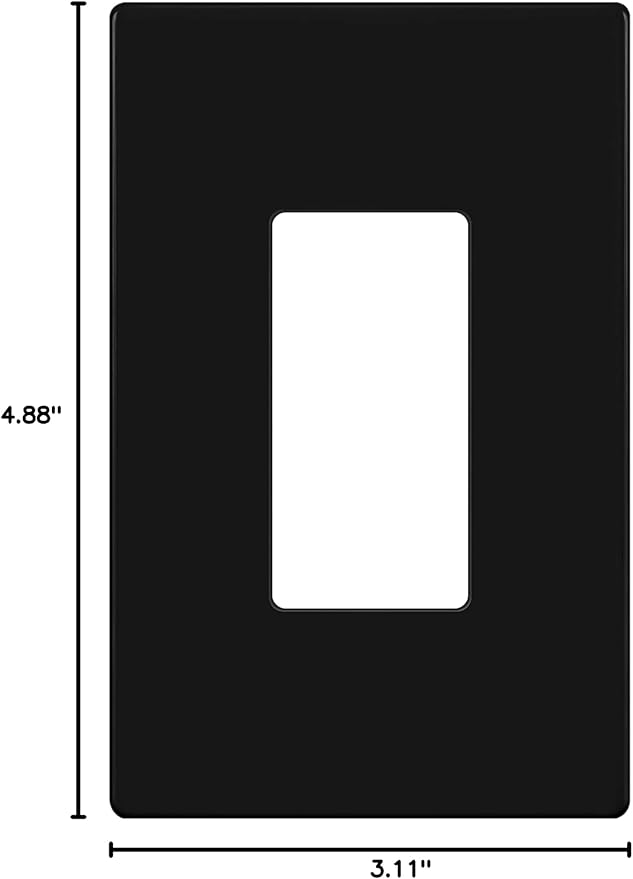 ENERLITES Screwless Decorator Wall Plates Child Safe Outlet Covers, Gloss Finish, Medium Size 1-Gang 4.88" H x 3.11" L, Unbreakable Polycarbonate Thermoplastic, SI8831M-BK, Black