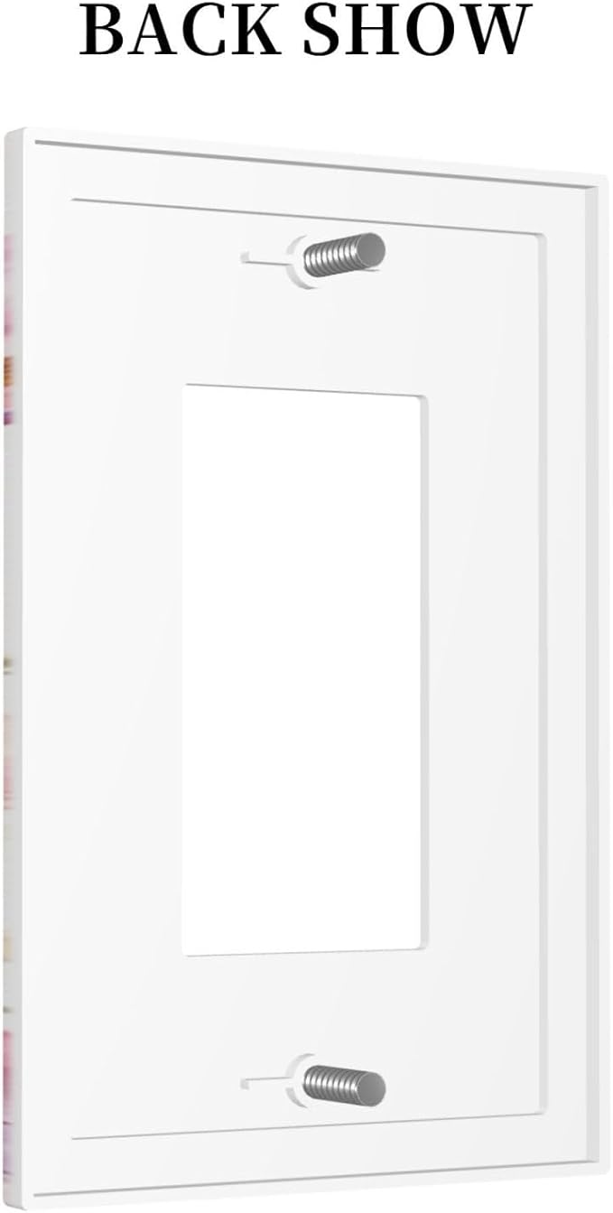 Pink Floral Wild Flowers Watercolor Plants Decorative Outlet Covers 1 Gang Single Rocker Light Switch Cover Plate Wall Plates GFCI Faceplate for Bedroom Living Room Decor