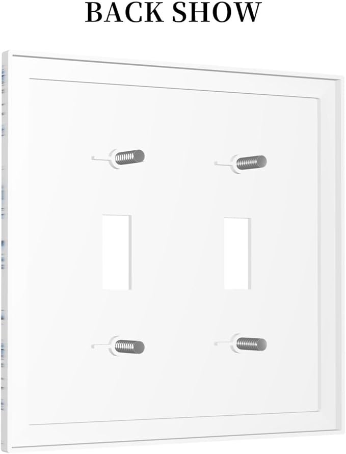 Blue Flower White Floral Plant Bird Butterfly Decorative Switch Plates 2 Gang Double Toggle Outlet Light Switch Cover Wall Plate Electrical Faceplate for Bedroom Living Room Decor