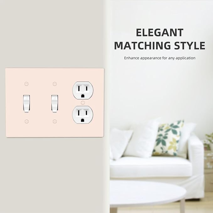 Beige 3 Gang 2 Toggle 1 Duplex Combination Light Switch Plate Decorative Triple Toggle Wall Plate Cover Electrical Faceplate Switch Face Plate