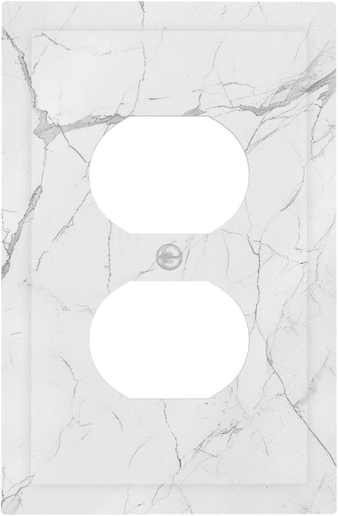 Outlet Covers White Grey Abstract Modern Marble 1 Gang Duplex Light Switch Cover Decorative Switch Plates Electrical Receptacle Faceplate Wall Plate for Bathroom Kitchen Decor