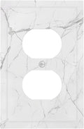 Outlet Covers White Grey Abstract Modern Marble 1 Gang Duplex Light Switch Cover Decorative Switch Plates Electrical Receptacle Faceplate Wall Plate for Bathroom Kitchen Decor