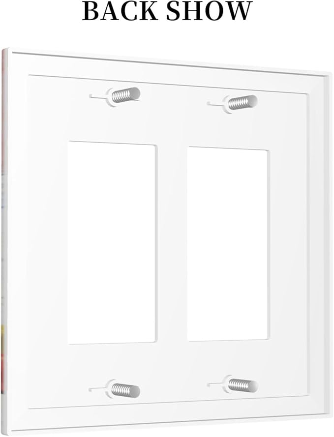 Color Block Floral Still Life Art Red Yellow Blue Abstract Decorative Outlet Covers 2 Gang Double GFCI Rocker Electrical Wall Panels Light Switch Cover Plate for Farmhouse Bedroom Decor