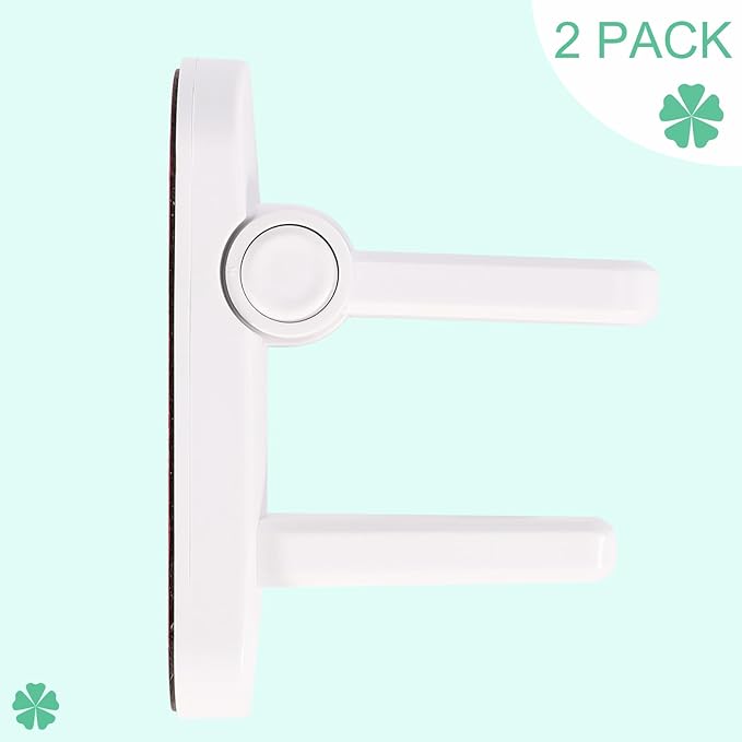 Door Lever Lock 2 Pack, No Drilling ABS Material Door Handle Baby Proof with Strong 3M Adhesive White