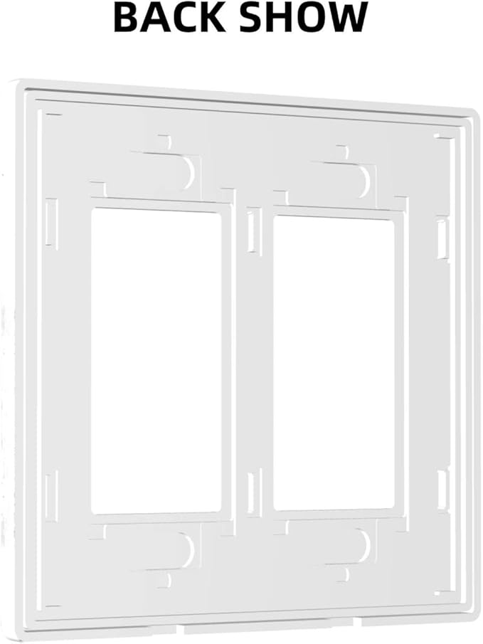 Grey White Wood 2 Gang Double Rocker/Decor Light Switch Cover Decorative Outlet Wall Plate Electrical Faceplate Home Bedroom Art Panel Decor Screwless 4.7" x 4.6